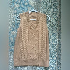 Tan sleeveless v neck sweater